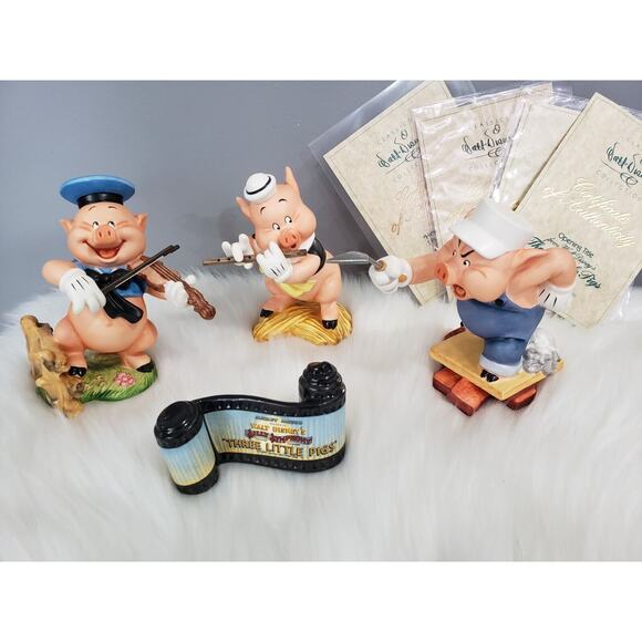 WDCC Disney Three Little Pigs w/Opening Title COAs - Picture 1 of 13